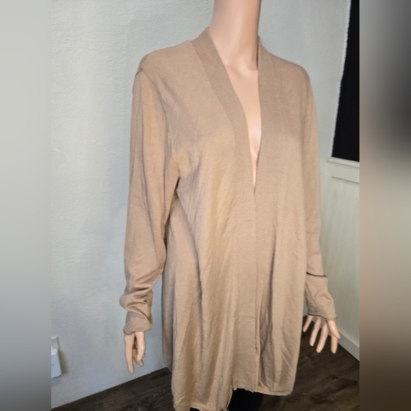 J. Jill Cardigan Sweater Size Large Open Front Tan - Picture 8 of 13